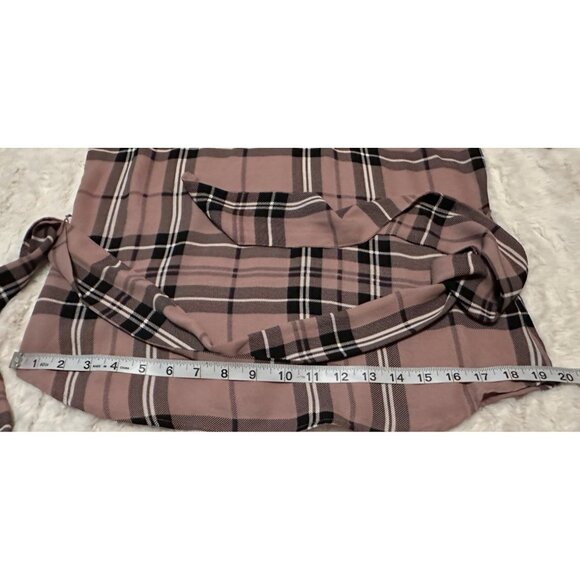 7th Ave NY & Co. Design Studio Blouse w/Waist Tie Rose Pink Plaid Women's Size S - Picture 8 of 16